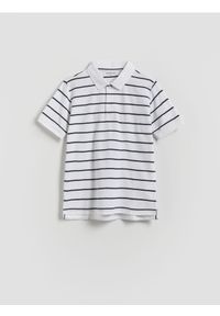 Reserved - T-shirt polo - biały. Typ kołnierza: polo. Kolor: biały. Materiał: dzianina, bawełna