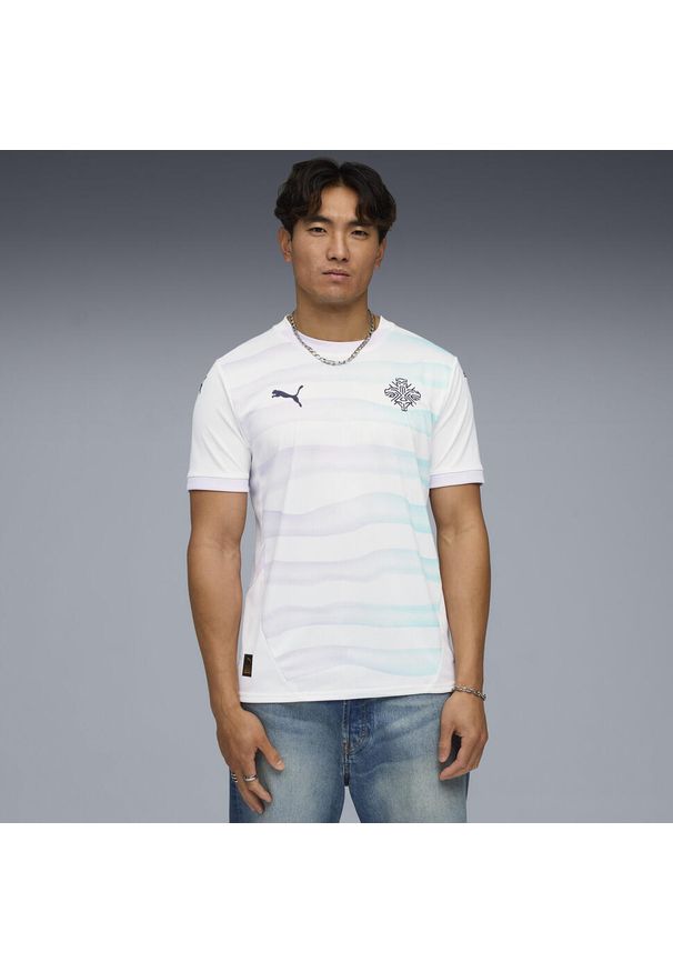 Puma - Męska koszulka wyjazdowa reprezentacji Islandii kobiet 2025 PUMA. Kolor: niebieski, biały, wielokolorowy. Sport: piłka nożna