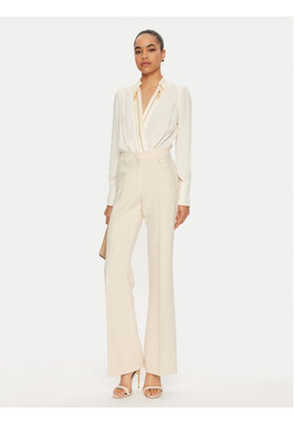 Elisabetta Franchi Body CB-003-46E1 Écru Regular Fit. Materiał: wiskoza