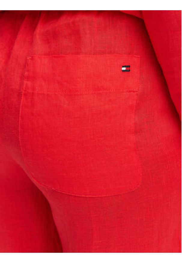 TOMMY HILFIGER - Tommy Hilfiger Spodnie materiałowe WW0WW48970 Czerwony Wide Leg. Kolor: czerwony. Materiał: len