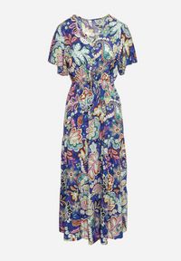 Born2be - Granatowa Bawełniana Sukienka w Stylu Boho z Elastyczną Gumką w Talii Morgaine. Kolor: niebieski. Materiał: bawełna. Styl: boho #7