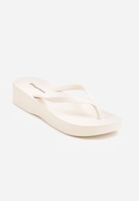Renee - Beżowe Japonki Basic na Grubszej Podeszwie Dephanie. Okazja: na co dzień. Kolor: beżowy. Materiał: len, jeans. Wzór: gładki. Sezon: lato. Styl: wakacyjny, klasyczny, sportowy, street, casual #2