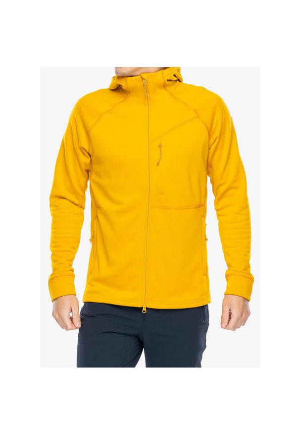 Fjällräven - Polar męski Fjallraven Abisko Grid Fleece Hoodie. Kolor: żółty. Materiał: polar. Sport: turystyka piesza