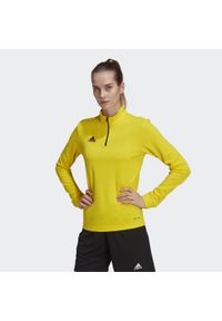 Bluza piłkarska damska Adidas Entrada 22 Training Top. Kolor: czarny, żółty, wielokolorowy. Sport: piłka nożna