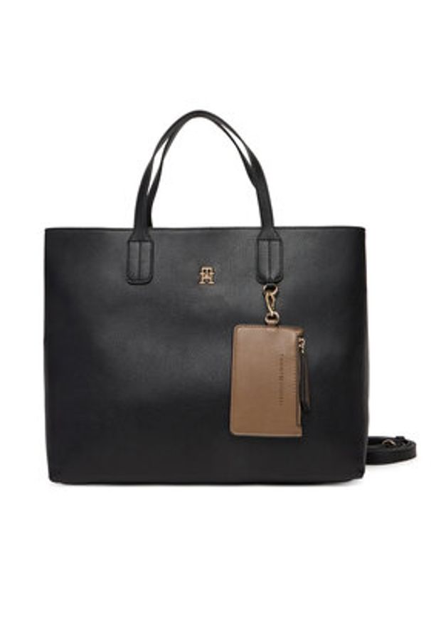 TOMMY HILFIGER - Tommy Hilfiger Torebka Th Icon Satchel AW0AW18122 Czarny. Kolor: czarny. Materiał: skórzane