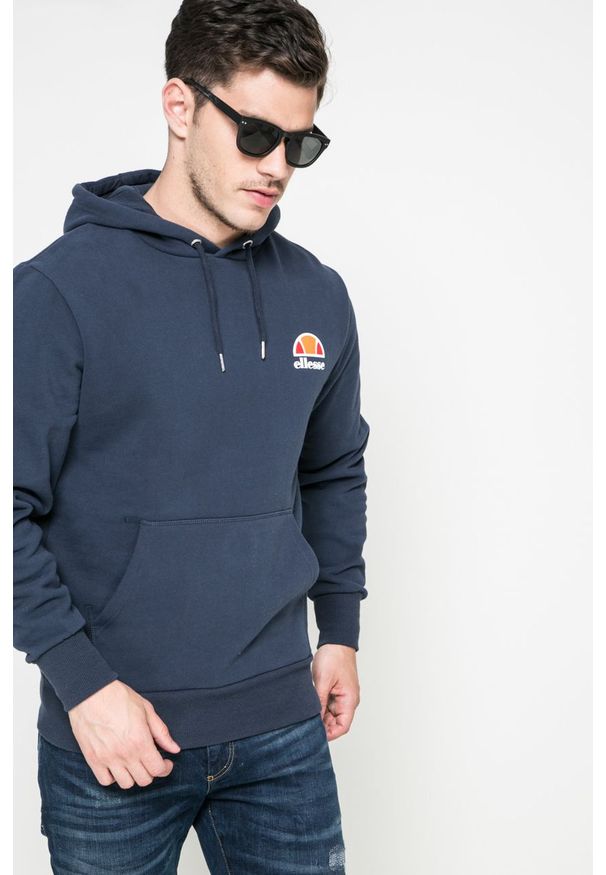 Ellesse bluza męska kolor granatowy z kapturem. Typ kołnierza: kaptur. Kolor: niebieski