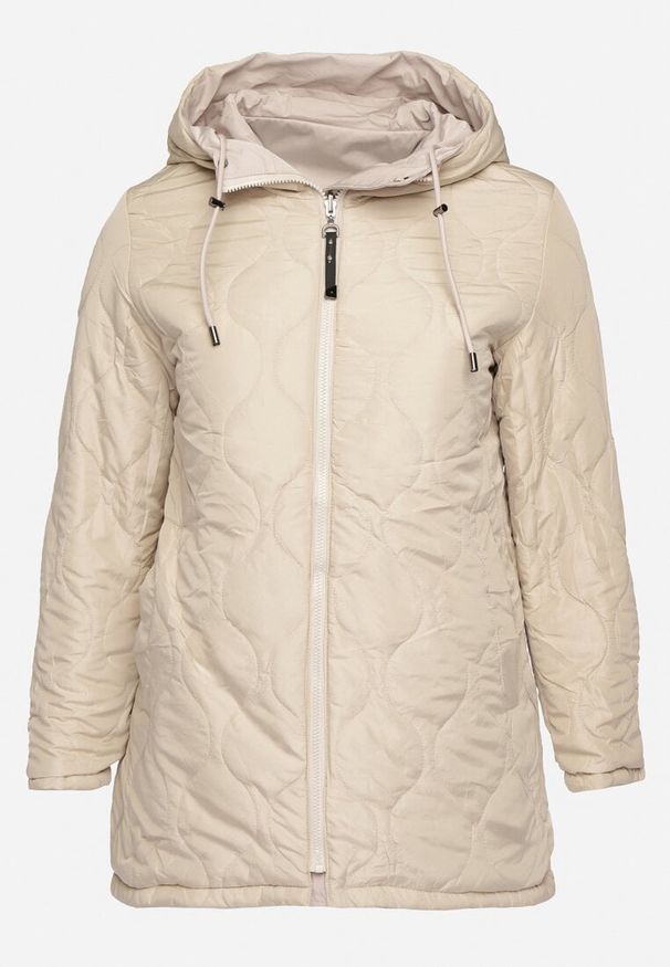 Born2be - Beżowa Kurtka Dwustronna Parka z Kapturem Lannaria. Typ kołnierza: kaptur. Kolekcja: plus size. Kolor: beżowy. Wzór: gładki
