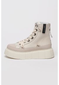 Inuikii - INUIKII LEATHER MATILDA Sneakersy damskie. Okazja: na co dzień. Zapięcie: sznurówki. Kolor: kremowy. Materiał: zamsz, guma, skóra, materiał. Szerokość cholewki: normalna #4