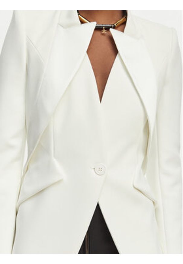 Elisabetta Franchi Marynarka GI-192-61E2-V490 Biały Regular Fit. Kolor: biały. Materiał: syntetyk