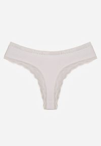 Born2be - Białe Majtki Stringi z Subtelną Koronką z Bawełną Adriedah. Kolor: biały. Materiał: koronka, bawełna. Wzór: koronka #3