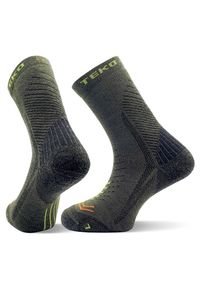 TEKO - Skarpety sportowe z wełną merino Teko ecoHIKE Discovery Light Half Cushion 2.0. Kolor: zielony. Materiał: wełna. Sport: turystyka piesza