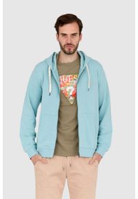 Guess - GUESS Turkusowa męska bluza rozpinana slim fit, Rozmiar S. Typ kołnierza: kaptur. Kolor: niebieski #4
