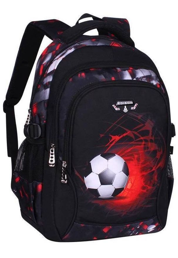 Jcpal - Plecak szkolny wielokomorowy K&M czarny, czerwony. Kolor: czarny, czerwony, wielokolorowy