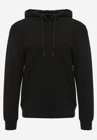 Born2be - Czarna Bluza z Kapturem i Kieszenią Typu Kangur Aqialei. Okazja: na co dzień. Typ kołnierza: kaptur. Kolor: czarny. Materiał: jeans, dresówka. Wzór: gładki. Styl: casual #1