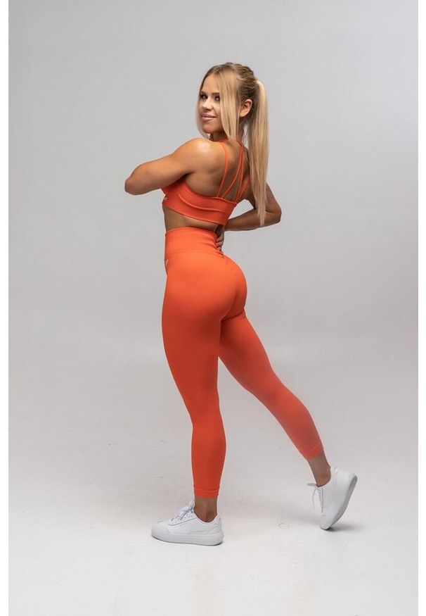 DEADLIFT - Legginsy sportowe dla kobiet Deadlift Ribbed długie, bezszwowe. Kolor: pomarańczowy. Długość: długie