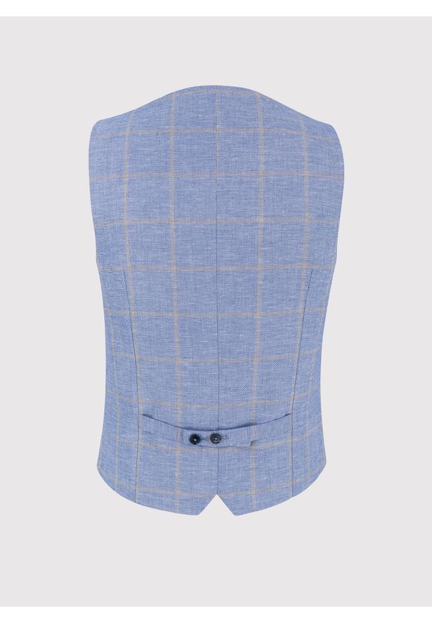 Pako Lorente - PAKO LORENTE – Męska niebieska kamizelka w kratkę. Kolor: niebieski. Wzór: kratka