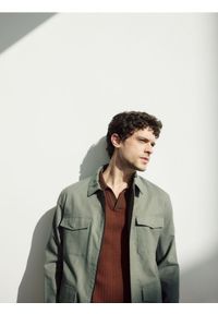 Reserved - Kurtka z lnem - jasny zielony. Kolor: zielony. Materiał: len #1