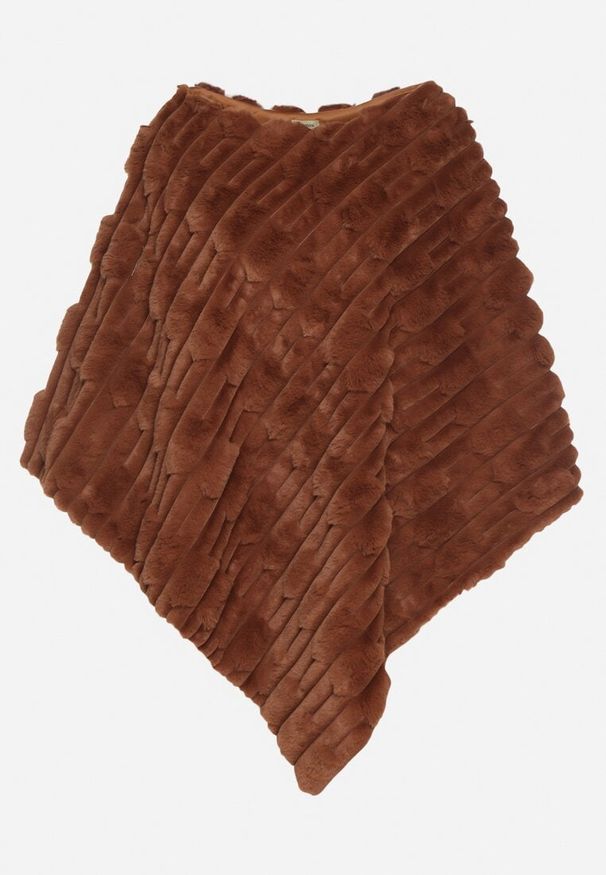 Born2be - Brązowe Ponczo Ozdobione Tłoczeniem Dairis. Okazja: na co dzień. Kolor: brązowy. Materiał: jeans. Wzór: aplikacja. Styl: klasyczny, casual, elegancki