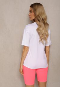 Renee - Różowo-Biały Komplet Dresowy Koszulka z Krótkim Rękawem Krótkie Kolarki Tiimawin. Kolor: różowy. Materiał: dresówka #5