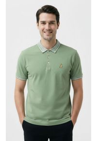 Oryginalna Koszulka Polo - Brave Soul - Zgaszona Zielona. Okazja: na co dzień. Typ kołnierza: polo. Kolor: zielony. Materiał: bawełna. Styl: casual #4