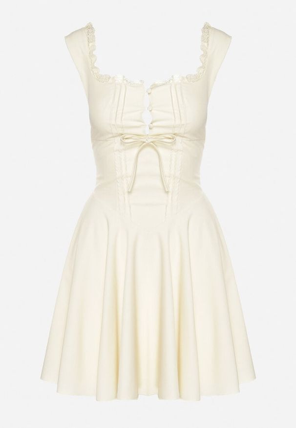 Born2be - Żółta Rozkloszowana Sukienka Vices w Rustykalnym Stylu z Wiązaniem Gorsetowym Foliora. Okazja: na co dzień. Typ kołnierza: dekolt gorset. Kolor: żółty. Długość rękawa: na ramiączkach. Typ sukienki: gorsetowe. Styl: elegancki, klasyczny, casual