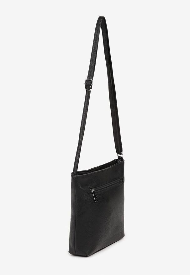 Born2be - Czarna Mała Torebka Listonoszka z Dodatkowym Suwakiem Dolista. Kolor: czarny. Rozmiar: małe. Styl: klasyczny, elegancki, casual