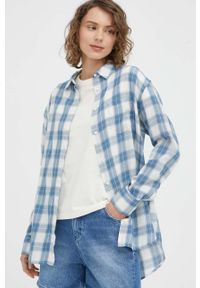 Wrangler koszula bawełniana damska kolor niebieski regular z kołnierzykiem klasycznym. Typ kołnierza: kołnierzyk klasyczny. Kolor: niebieski. Materiał: bawełna. Styl: klasyczny #5