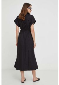 Answear Lab sukienka bawełniana kolor czarny midi rozkloszowana. Kolor: czarny. Materiał: bawełna. Typ sukienki: rozkloszowane. Styl: wakacyjny. Długość: midi #3