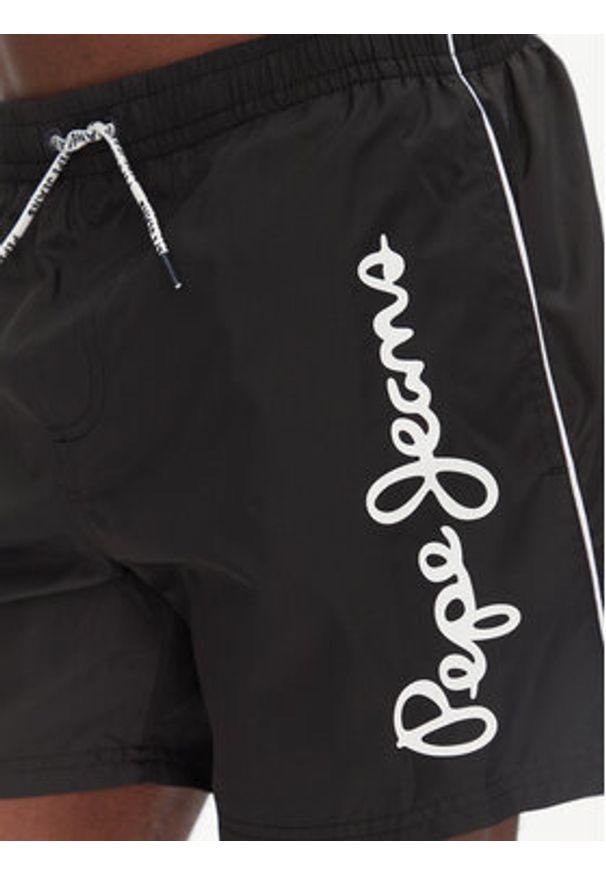 Pepe Jeans Szorty kąpielowe Logo PMB10419 Czarny Regular Fit. Kolor: czarny. Materiał: syntetyk