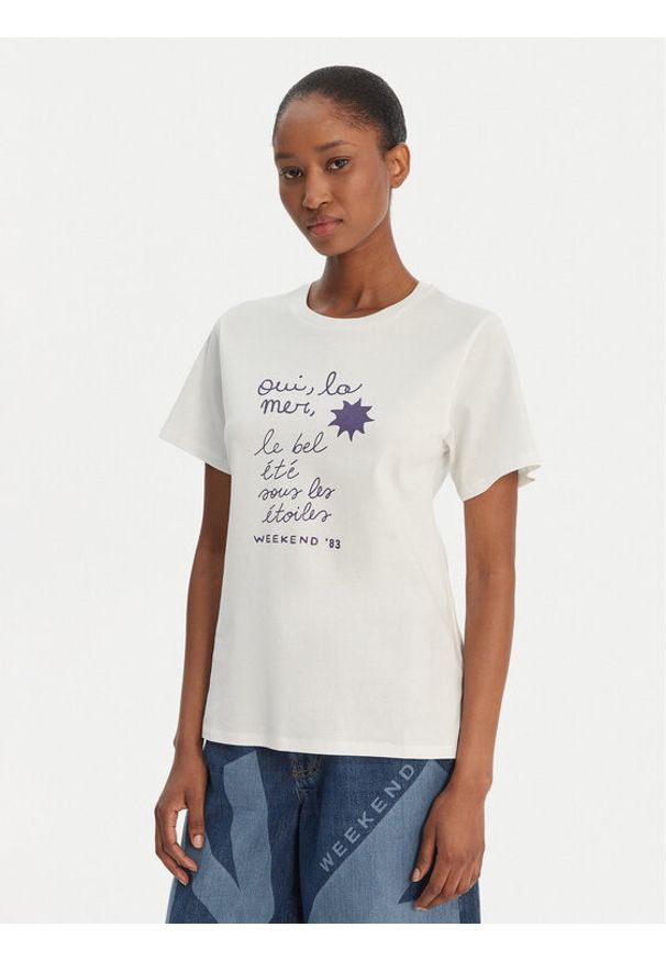 Weekend Max Mara T-Shirt Pantera 2615971032 Biały Regular Fit. Kolor: biały. Materiał: bawełna. Wzór: motyw zwierzęcy