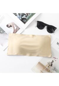 Intica - Top usztywniany bez ramiączek do codziennych i eleganckich stylizacji Snezha. Kolor: beżowy. Materiał: tkanina