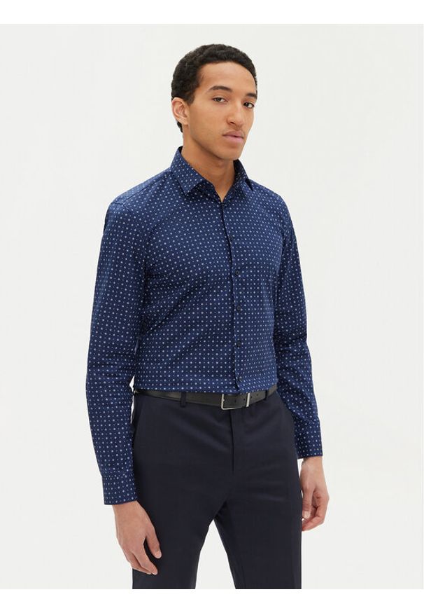 Calvin Klein Koszula K10K114313 Granatowy Slim Fit. Kolor: niebieski. Materiał: bawełna