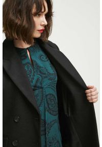 medicine - Medicine płaszcz z domieszką wełny kolor czarny przejściowy dwurzędowy. Kolor: czarny. Materiał: wełna. Wzór: gładki. Styl: klasyczny #6
