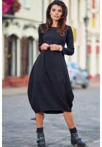 Infinite You - Bawełniana sukienka dopasowana góra i obszerny dół czarna. Okazja: na co dzień. Kolor: czarny. Materiał: bawełna. Styl: casual #5