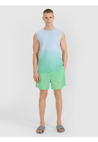 4f - 4F Tank top regular męski - zielony L. Kolor: zielony. Materiał: bawełna, tkanina, jersey. Długość rękawa: bez rękawów. Wzór: gładki, ze splotem, nadruk #2