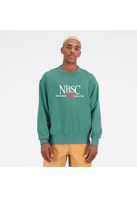 Bluza męska New Balance MT31556TFN – zielona. Kolor: zielony. Materiał: bawełna, prążkowany, dresówka