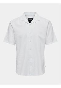 Only & Sons Koszula Caiden 22025116 Biały Slim Fit. Kolor: biały. Materiał: len