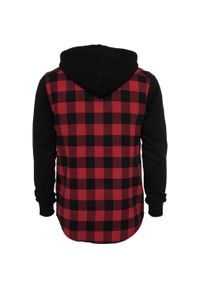 Urban Classics - Męska Flanelowa Koszula W Kratę Z Kapturem I Długim Rękawem. Typ kołnierza: kaptur. Kolor: czerwony, wielokolorowy, czarny. Długość rękawa: długi rękaw. Długość: długie
