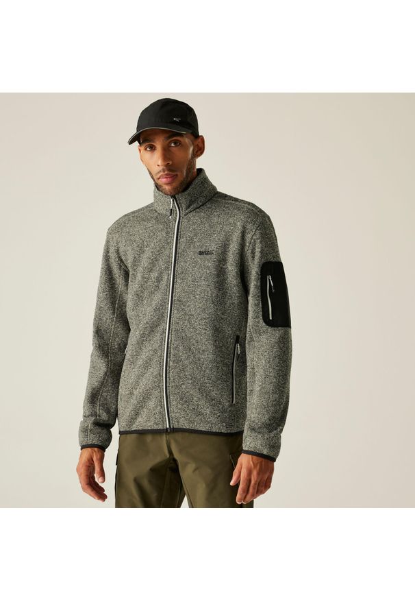 Regatta - Polar męski rozsuwany Newhill. Kolor: biały. Materiał: polar. Wzór: melanż. Sport: turystyka piesza