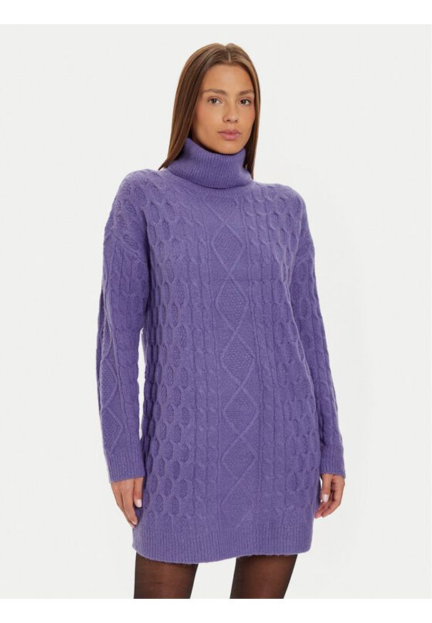 Brave Soul Sukienka dzianinowa LKD-248SINBYB Fioletowy Regular Fit. Kolor: fioletowy. Materiał: syntetyk
