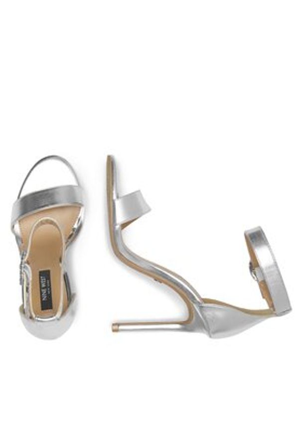 Nine West Sandały WFA2646-1 Srebrny. Kolor: srebrny. Materiał: skóra