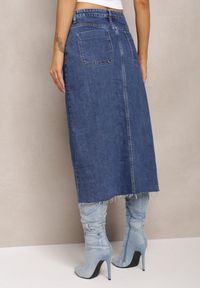 Renee - Niebieska Jeansowa Spódnica Midi na Guziki Edinalla. Kolor: niebieski. Materiał: jeans #5