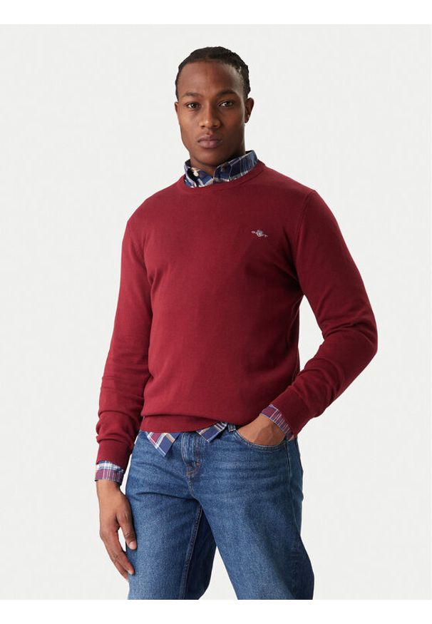 GANT - Gant Sweter 8030561 Czerwony Regular Fit. Kolor: czerwony. Materiał: bawełna