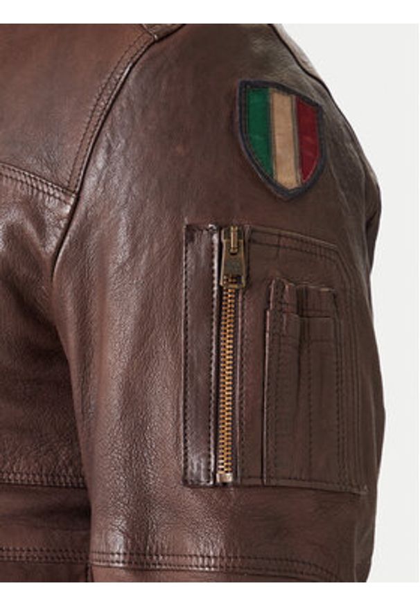 Aeronautica Militare Kurtka skórzana 252PN0846U100839 Brązowy Regular Fit. Kolor: brązowy. Materiał: skóra