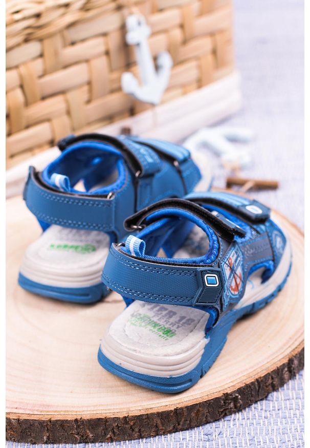 Casu - Niebieskie sandały na rzepy casu jf01. Zapięcie: rzepy. Kolor: niebieski
