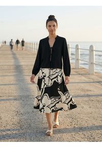 Sinsay - Rozkloszowana spódnica midi z wiskozą i domieszką lnu - wielobarwny. Materiał: wiskoza, len #1