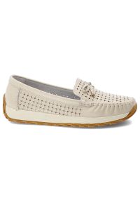 Półbuty damskie Artiker, cholewka ze skóry naturalnej pleciona struktura wsuwany fason, beżowe, 56C1852. Kolor: beżowy. Materiał: skóra. Szerokość cholewki: normalna #2