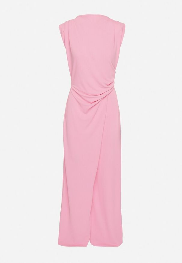 Born2be - Różowy Kombinezon Bez Rękawów z Ozdobnym Marszczeniem Sepalene. Okazja: na co dzień. Kolor: różowy. Długość rękawa: bez rękawów. Sezon: wiosna, lato. Styl: elegancki, casual, klasyczny