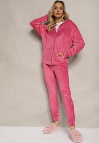 Renee - Różowy Komplet Dresowy 2-Częściowy Bluza z Kapturem i Cekinami i Spodnie na Gumce Colan. Kolor: różowy. Materiał: dresówka #5