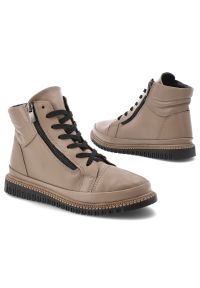 Beżowe Botki Artiker Modne Obuwie Damskie. Okazja: na co dzień. Zapięcie: sznurówki. Kolor: beżowy. Materiał: skóra. Szerokość cholewki: normalna. Styl: elegancki, casual #2